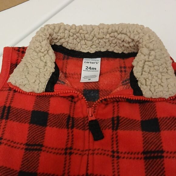 Carter's and George Boys 24M Vests, Red Flannel, Gray/Blue/Red Cardigan style - Picture 4 of 13